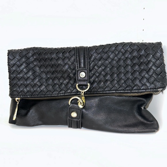 Steve Madden Elegant Black Woven leather Clutch - Picture 1 of 8
